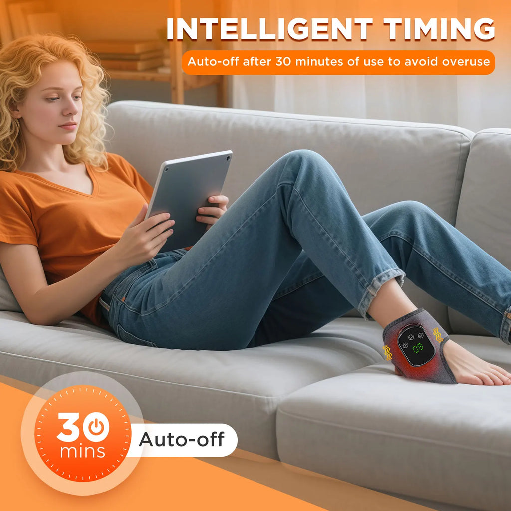 Cordless Heating Ankle Brace Vibration Massager