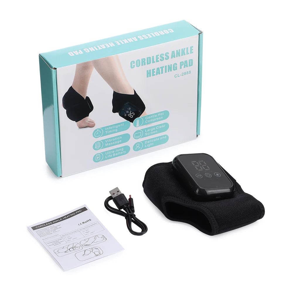 Cordless Heating Ankle Brace Vibration Massager