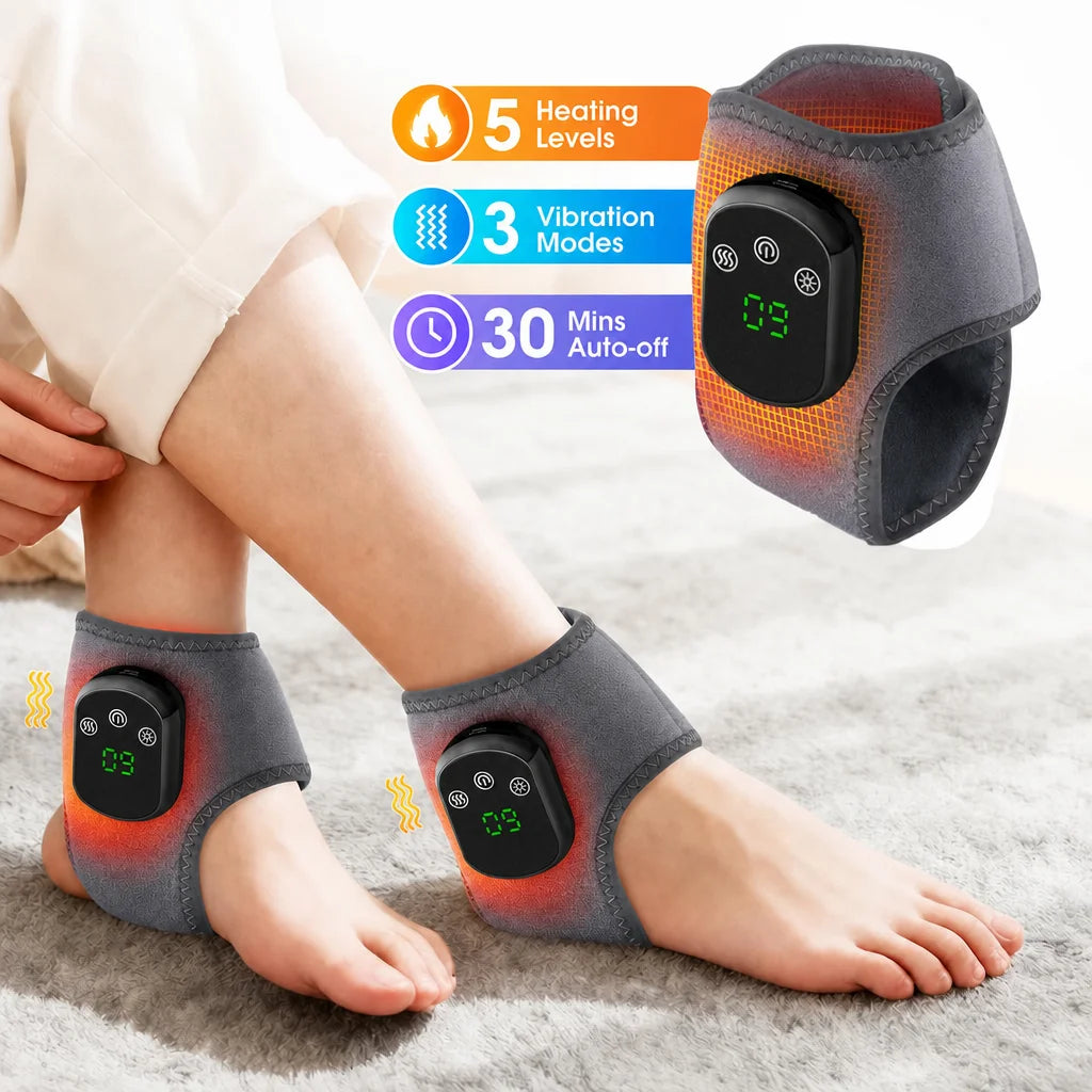 Cordless Heating Ankle Brace Vibration Massager