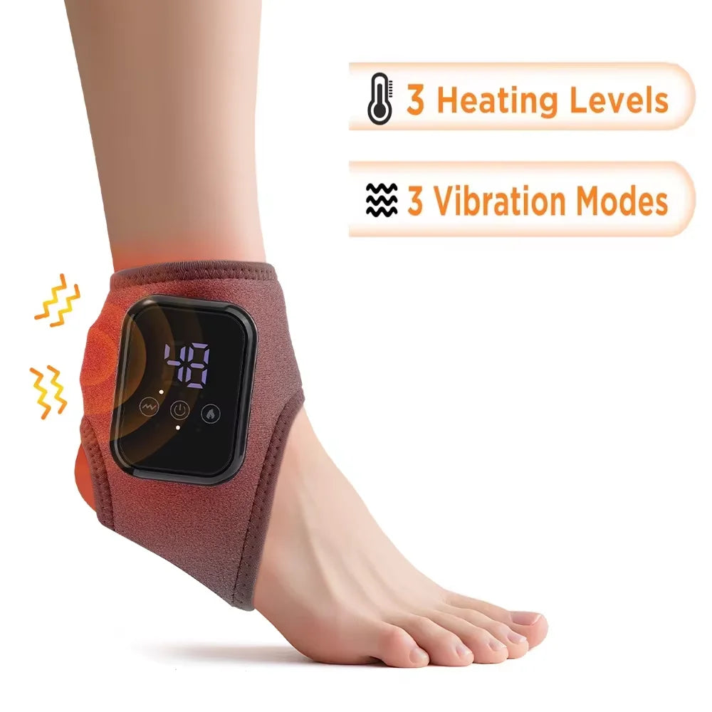 Cordless Heating Ankle Brace Vibration Massager