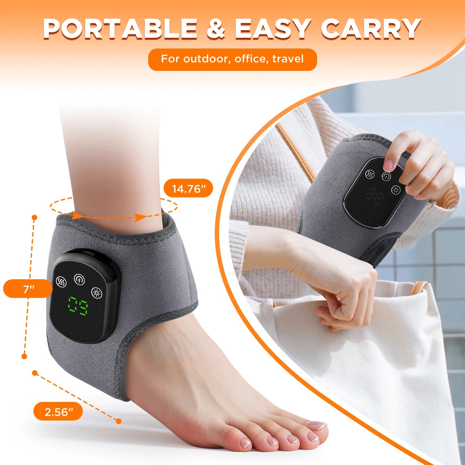 Cordless Heating Ankle Brace Vibration Massager