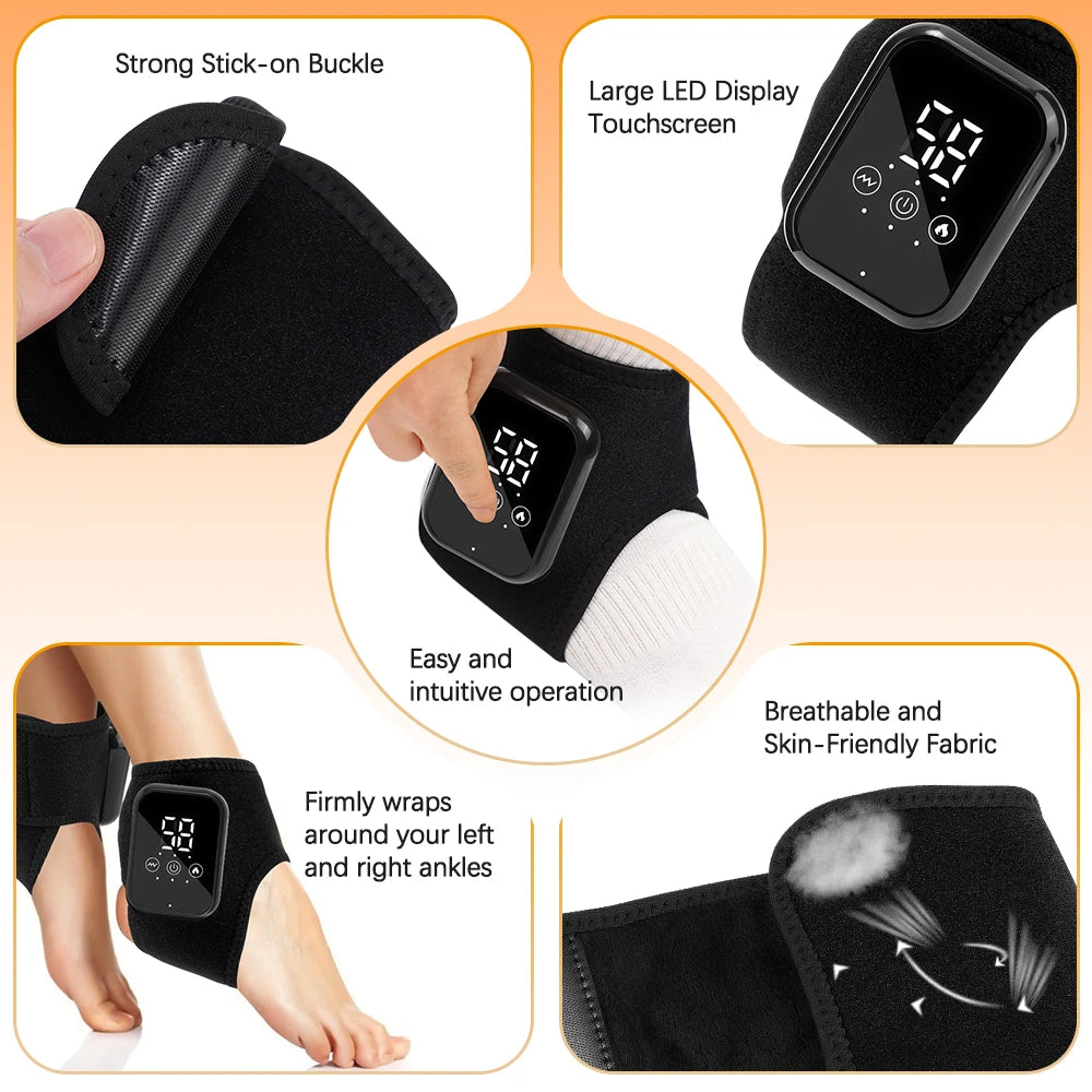 Cordless Heating Ankle Brace Vibration Massager