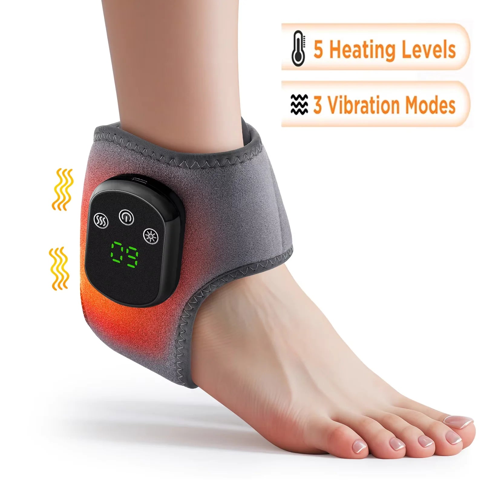 Cordless Heating Ankle Brace Vibration Massager