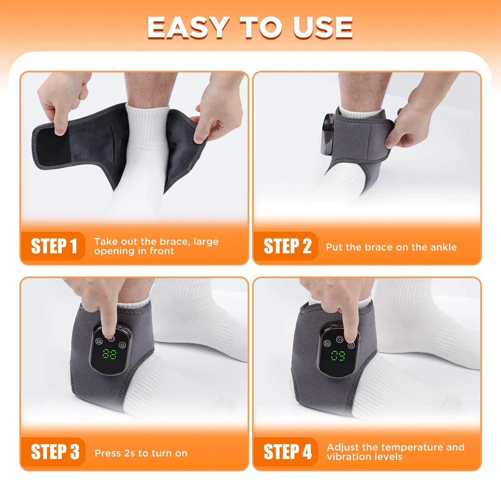 Cordless Heating Ankle Brace Vibration Massager