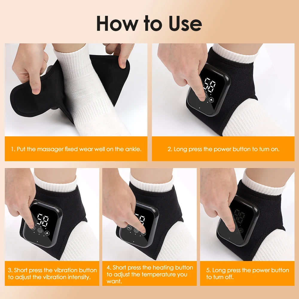 Cordless Heating Ankle Brace Vibration Massager